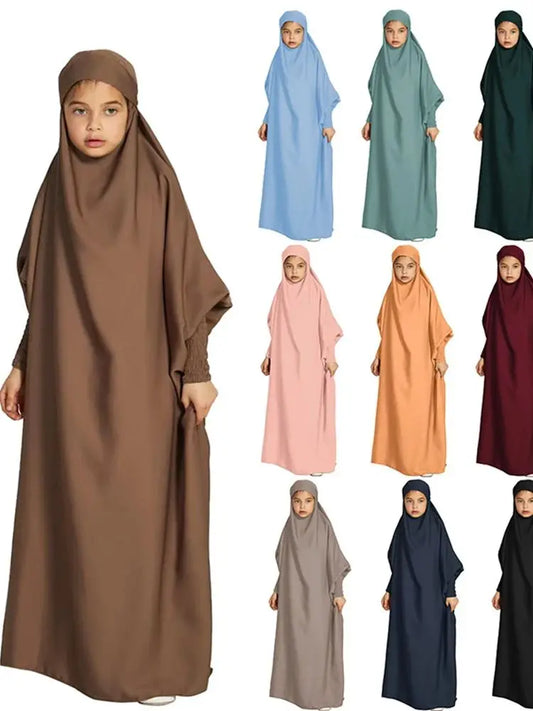 Muslim family   Ramadan Niqab Khimar Prayer Clothes For Women Kids Muslim Abaya Dubai Turkey Islam Dress Kebaya Kaftan Robe Femme Musulmane