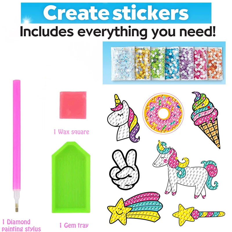 Toys 12 Create Big Gem Diamond Painting Sticker Kit Art Craft Girls Boys Unicorn Animal Sealife Magical Mosaic Dot Sticky Toys Gifts