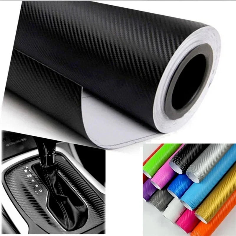 Car   30x127cm Car 3D Carbon Fiber Roll Film Stickers DIY Vinyl Film Auto Interior Styling Carbon Fiber Decorative Decals