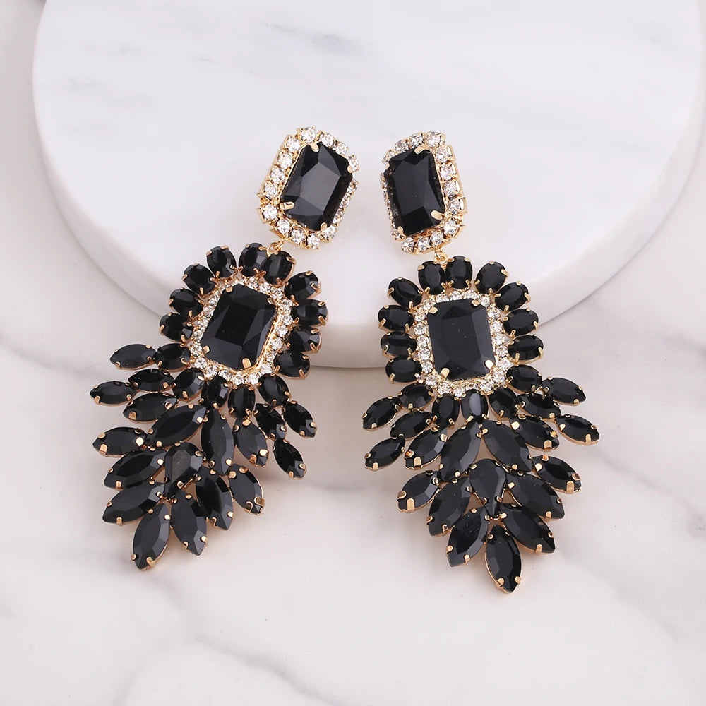 Jewellery   New Metal Rhinestone Geometric Earrings Home Party Fashion Dangle Earrings Women's Shining Statement Earrings Jewellery Wholesale