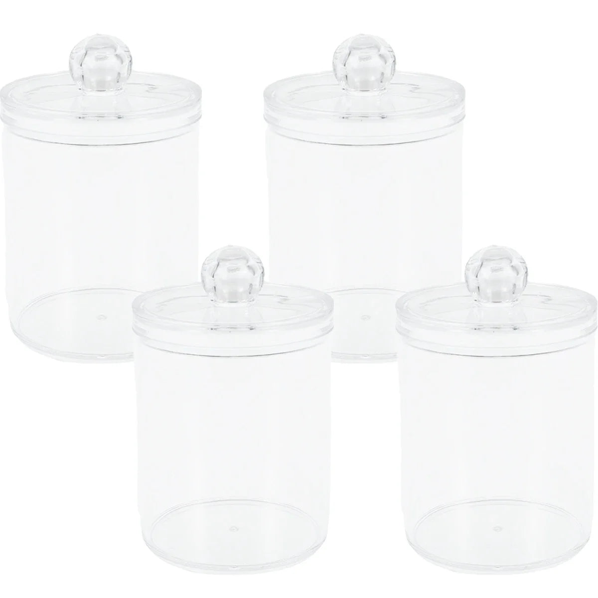 Bathroom 4Pcs Qtip Holder Dispenser with Lids Clear Acrylic Bathroom Jars Swab Storage Multifunction Acrylic Cosmetic Makeup Organizer