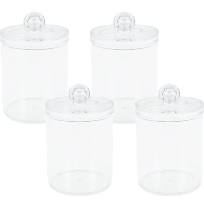 Bathroom 4Pcs Qtip Holder Dispenser with Lids Clear Acrylic Bathroom Jars Swab Storage Multifunction Acrylic Cosmetic Makeup Organizer