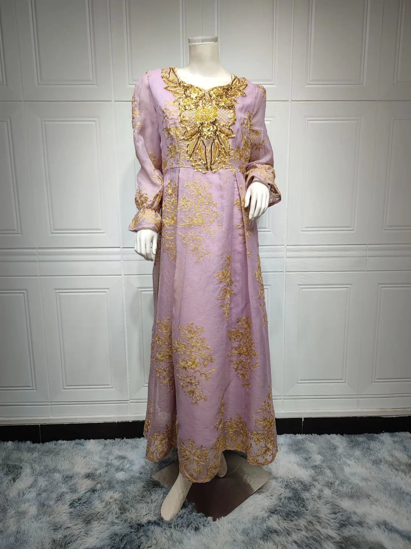 Muslim family   Eid Women Loose Dress Abaya Muslim Party Dresses Ramadan Embroidery Abayas Caftan Kaftan Mesh Vestidos Robe Dubai Arab Turkey