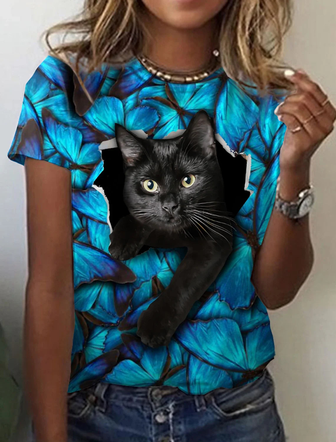 Woman clothing   3d Dogs Cat Print T Shirt Fashion Womens Tees Tops