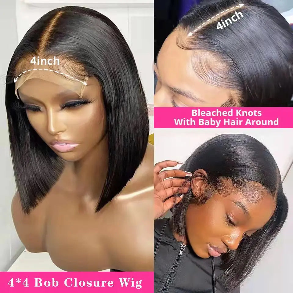 Crown & Glory Wigs Wigs For Women Pre-Plucked 13x4 Lace Frontal Brazilian Remy Wig 4x4 Closure Wig