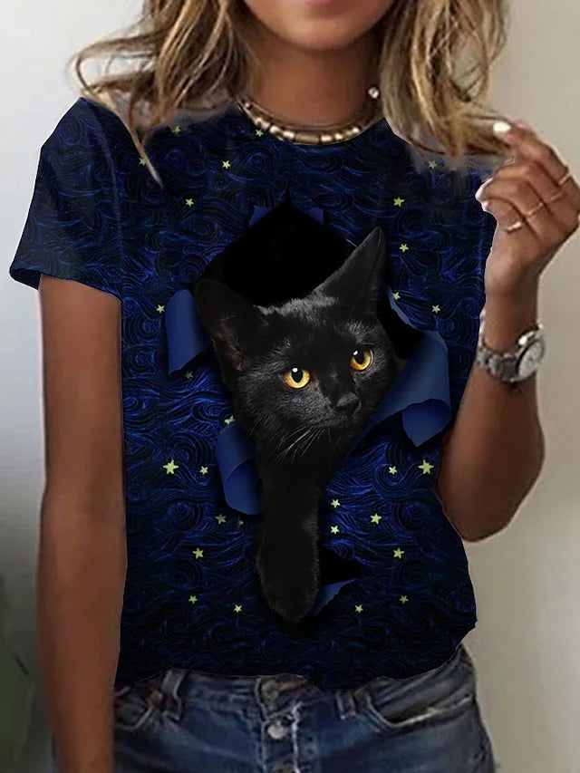 Woman clothing   3d Dogs Cat Print T Shirt Fashion Womens Tees Tops