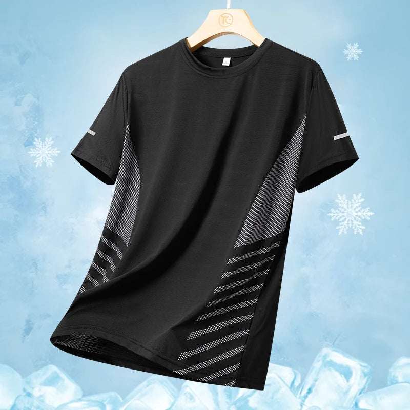 Men clothing  Ice Silk Thin Short Sleeve Quick Drying T-shirt for Men