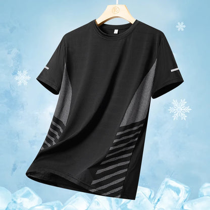 Men clothing  Ice Silk Thin Short Sleeve Quick Drying T-shirt for Men