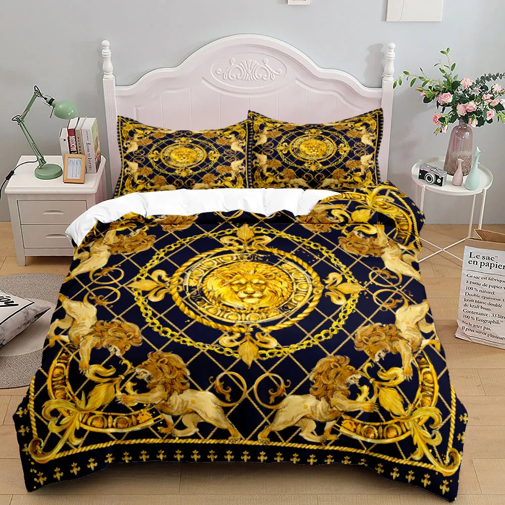 Bedroom  Seamless Chains Baroque Pattern  Bohemian Bedding Set Small Single Twin Double Queen King Cal King Size Bed Linen Set