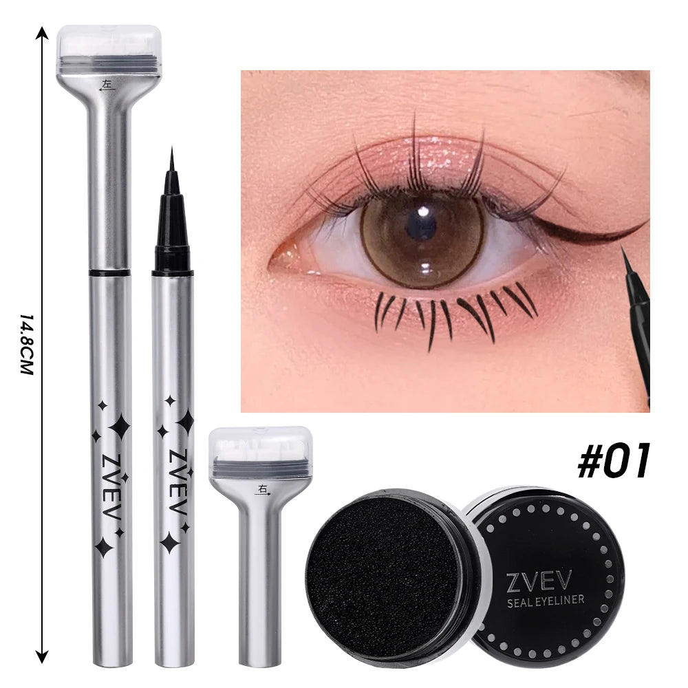 Makeup and face  2 in 1 Double-ended Lower Eyelash Stamp with Eyeliner DIY Waterproof Eye Liner Seal