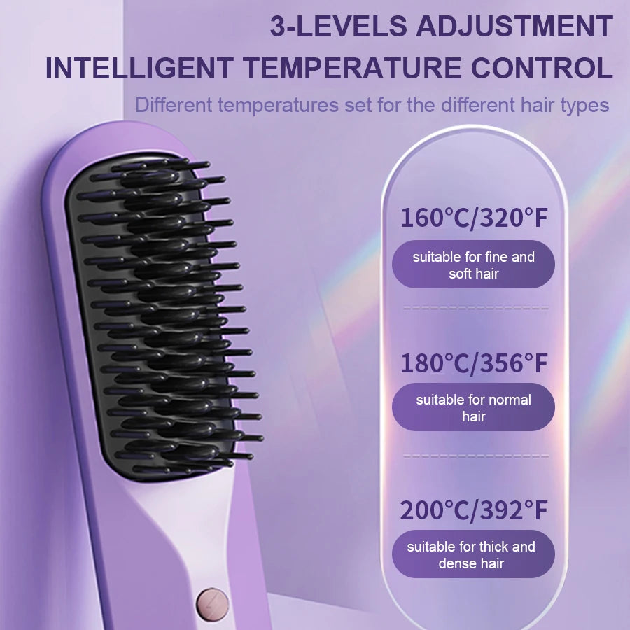 Style & Shine Hair  Cordless Electric Hair Brushes Straightener Brush  Heat Comb