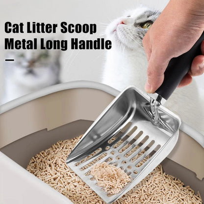 Pets Dog Cat Clean Faeces Supplies Stainless steel shovel Cat Litter Scoop Reduces Dust Metal Long Handle Scoop Pet Cleanning Tools