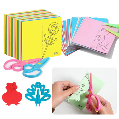 Toys 48/96pcs Children Paper Cuttings Toys Handmade DIY Material Puzzle Early Education Toy Art Supply Handicrafts with Scissors TMZ