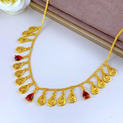 Jewellery    XuHuang African Crystal Pendant Tassel Necklace For Woman Ethiopian Bride Wedding Gold Color Jewelry Party Dubai Gifts 24K