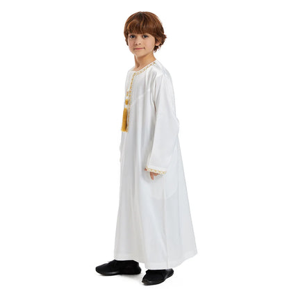 Muslim family  Eid Muslim Children Abaya Ramadan Jubba Prayer Thobe Boy Kids Abayas Islam Long Robe Gown Kaftan Dubai Arab Tassel Dishdasha