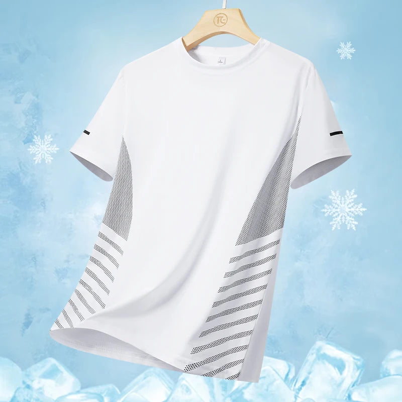 Men clothing  Ice Silk Thin Short Sleeve Quick Drying T-shirt for Men