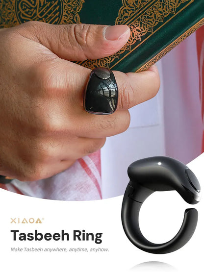 Muslim family ring zikr ring digital rings electronic rosary with mosque compass and alarm clock tasbeeh counter for Ramadan umrah box tasbeeh