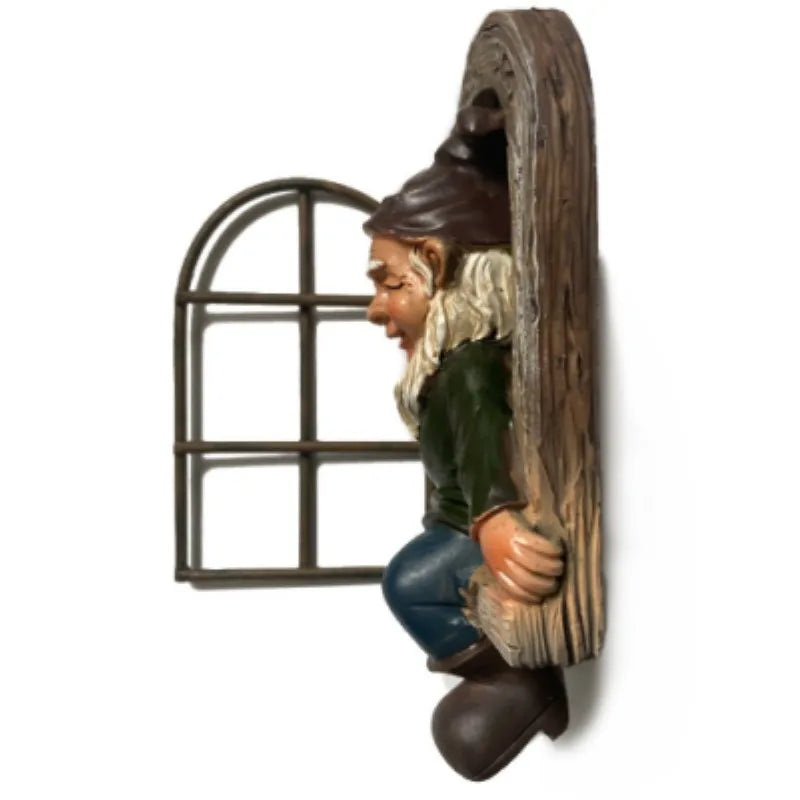 Outdoor 1PC garden Elf Dwarf Oldman Status Outdoor Window Tree Hugger Naughty Resin Sculpture Garden Cute White Beard Gnome Easter Decor Gift