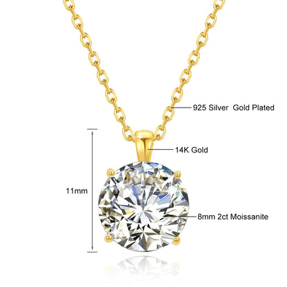 Jewellery    100% Real 14k Gold Moissanite Necklace For Women 6.5mm 1.0ct D Color AU585 K Gold Luxury Pendant Certificated Wholesale