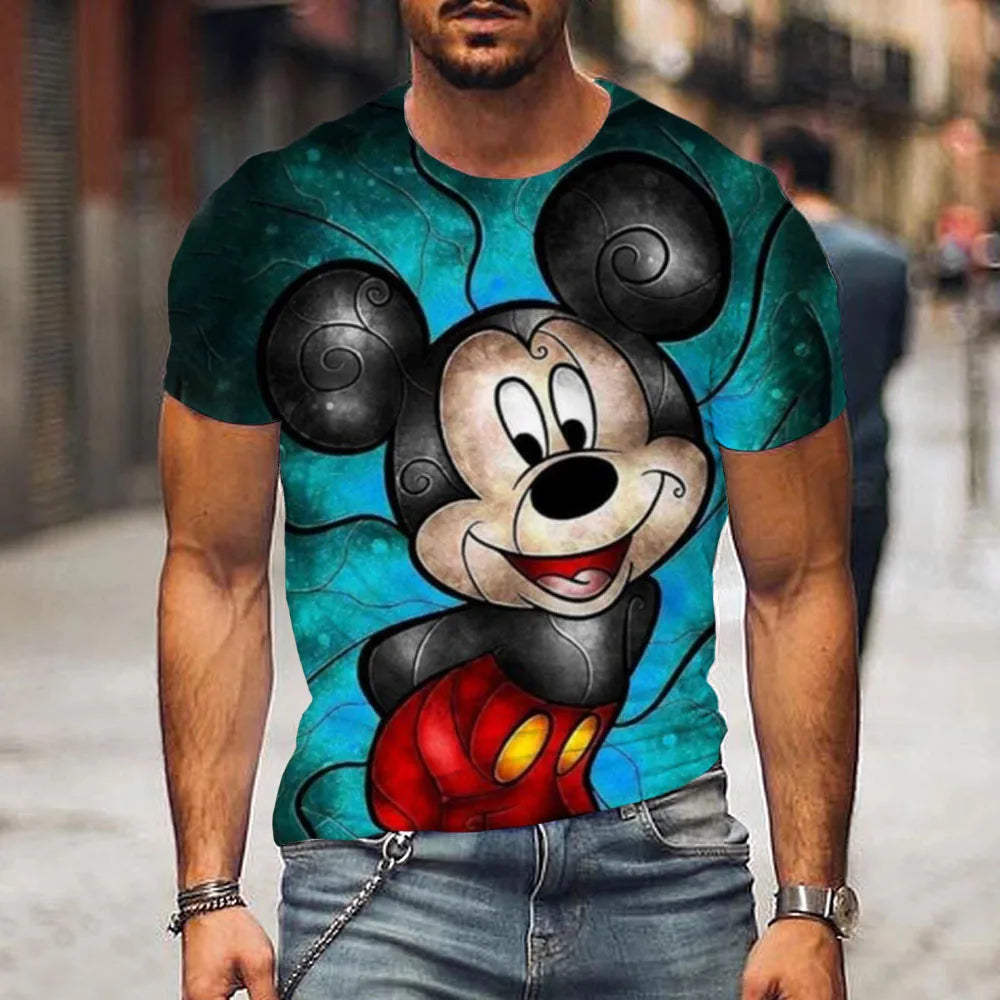 Men clothing   Disney Mickey Mouse 3D Print T-Shirt Summer Daily Loose Short Sleeve Tops Casual Tees Unisex Clothing Apparel