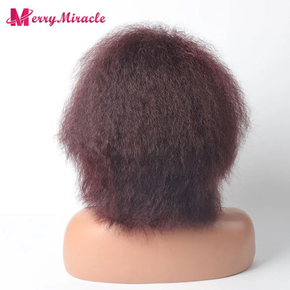 Crown & Glory Wigs  Short Fluffy Straight Synthetic Wig for  Women Kinky Straight Hair Natural Colour Afro Wigs for Women