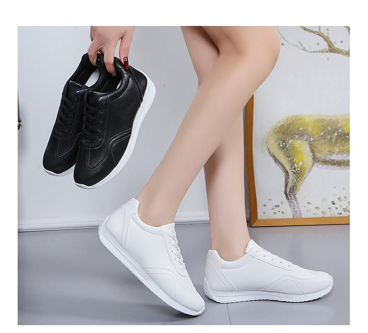 Woman shoes White leather Sneakers Sports vulcanized shoes Comfortable Spring Sneakers Casual Shoes 2024 Fashion School Tennis