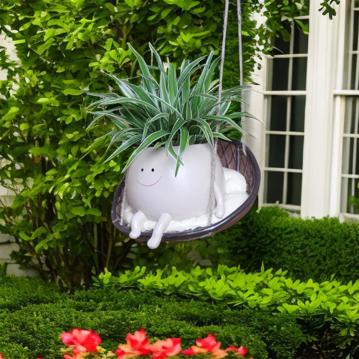 Outdoor Swing Face Planter Pot Planting Container Resin Wall Flowerpot Plant Growing Bowls Succulent  outdoor Pots Nursery Supplies Garden Décor