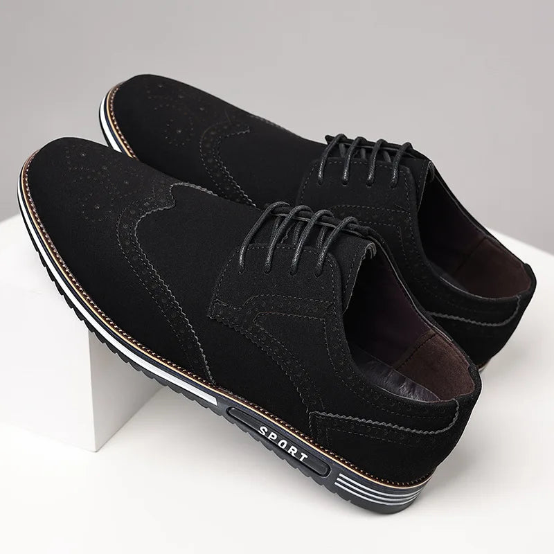 Men shoes Faux Suede Shoe Lace Up Black Oxford Shoe for Men Flat New Fashion Sneaker Man Autumn Breathable Comfortable Casual Men Shoe