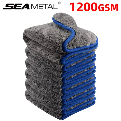 Car   SEAMETAL 40x40CM Car Wash Microfiber Towel 1200GSM Super Absorption Car Cleaning Drying Cloth Hemming Towels Detailing Care Rags