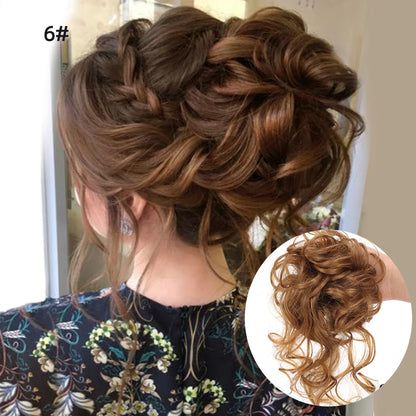 Crown & Glory Wigs  LUPU Synthetic Hair Bun Chignon Messy Curly Hair Band Elastic Scrunchy False Hair Pieces For Women Hairpins Black Brown