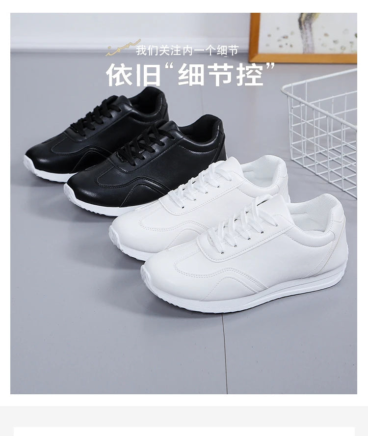 Woman shoes White leather Sneakers Sports vulcanized shoes Comfortable Spring Sneakers Casual Shoes 2024 Fashion School Tennis