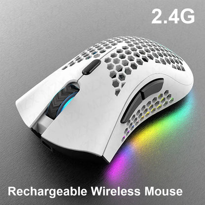 Laptop  MZX Rechargeable Wireless Mouse 2.4G RGB Light Ergonomics USB Charging Gaming Mice for Mac Desktop PC Computer Notebook Laptop