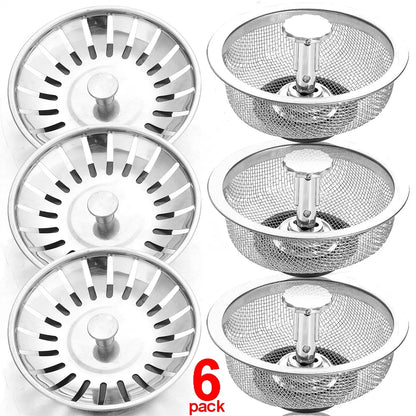 kitchen  Wholesale Kitchen Sink Strainers with Handle Stopper Sink Drain Basket Stainless Steel Mesh Filter Waste Hole Trap Strainer