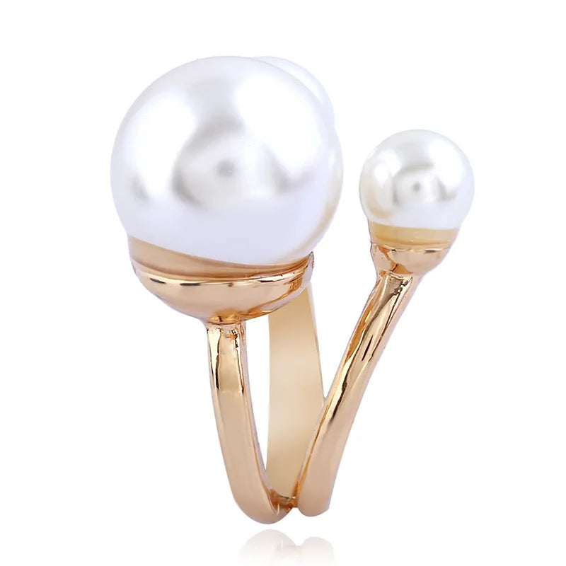 Jewellery  1Pcs Fashion Jewelry Elegant Pearl Rings for Women Opening European American Style Rings Wedding Decoration