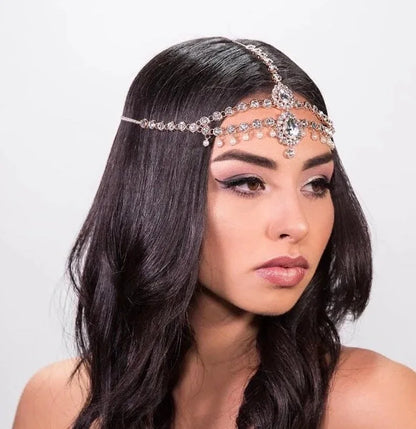 Jewellery   Vintage Trend Rhinestone Head Chain Forehead Headband Indian African Bohemian Hair Accesories Crystal Fringe Tiara Headdress