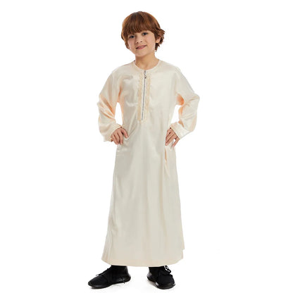 Muslim family   Teenage Ramadan Eid Muslim Robe Islamic Arab Children Long Sleeve Dress Jubba Thobe Abaya Dubai Boys Clothing Turkey Middle East