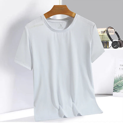 Men clothing  Ice Silk Thin Short Sleeve Quick Drying T-shirt for Men