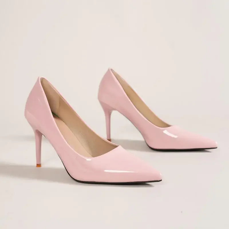 Woman shoes Sexy Thin Heels Pumps for Women Pink Patent Leather Pointed Toe Party Shoes Woman 2024 Spring Slip-On Stiletto High Heel Shoes