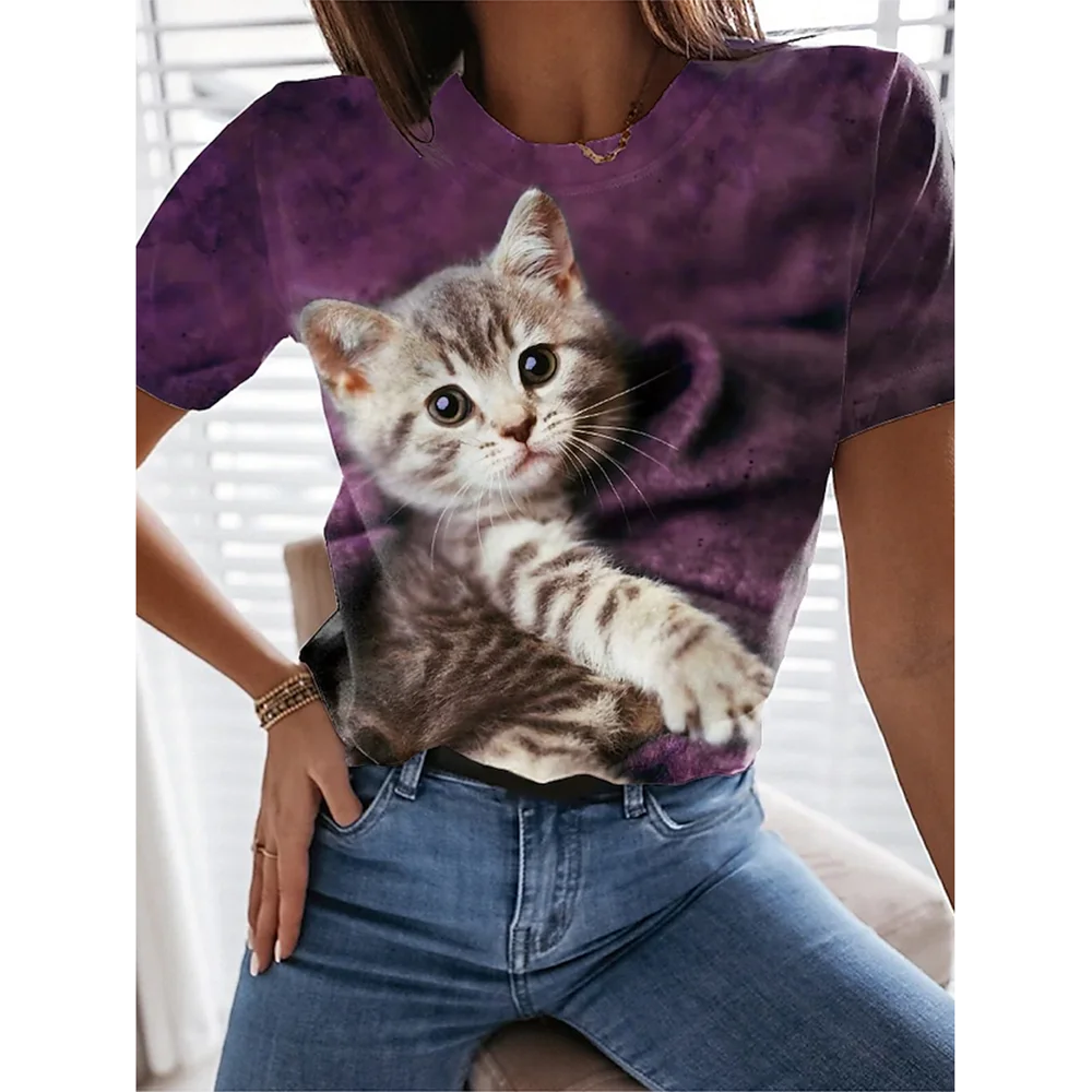 Woman clothing   3d Dogs Cat Print T Shirt Fashion Womens Tees Tops