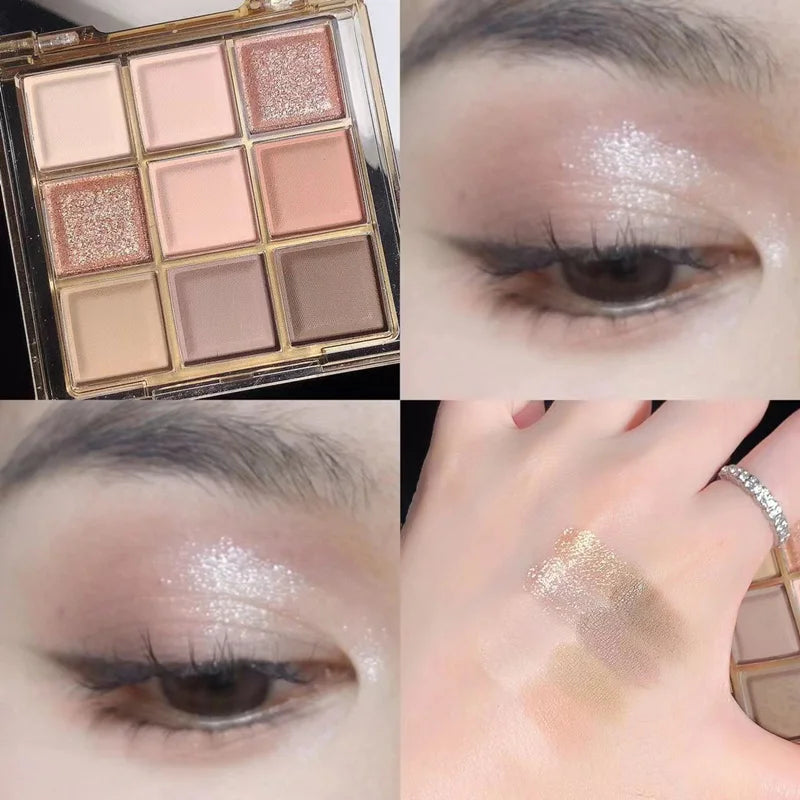 Makeup and face - 9-Color Eyeshadow Palette – Matte, Shimmer & Metallic Finishes