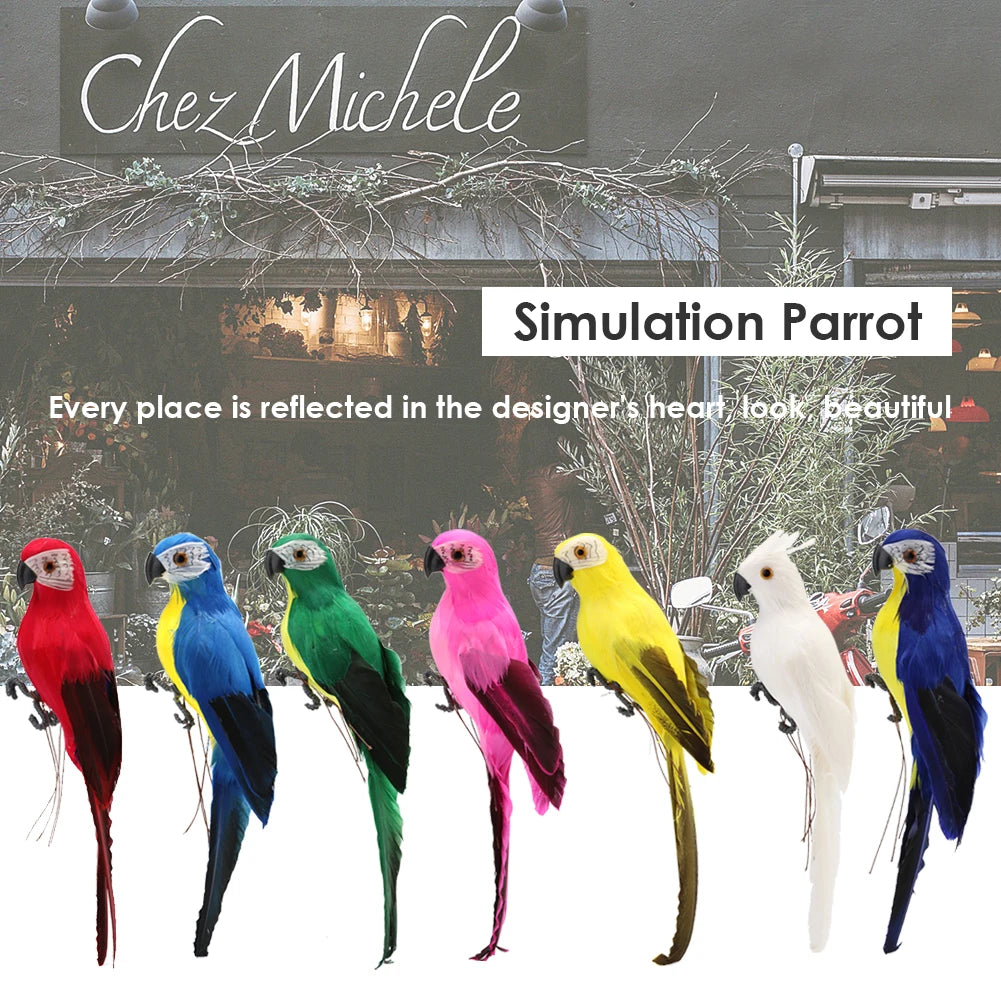 Outdoor  Handmade Simulation Parrot Creative Foam Feather Artificial Parrot Imitation Bird Model Home Ornament Garden Bird Prop Decor