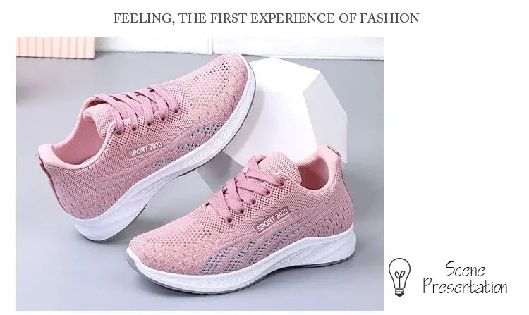 Woman shoes  Spring/Summer New Flat Bottom Mesh Sports Women's Casual Soft Sole Lightweight Running Shoe