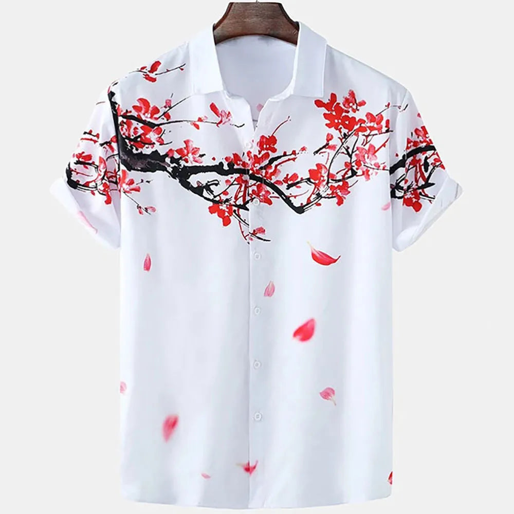 Men clothing  Sakura Pattern Shirt Unisex Shirt Hawaii Beach Shirts