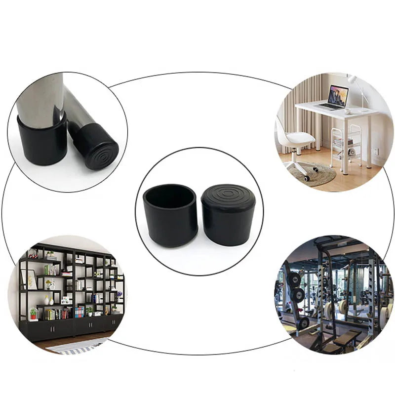 kitchen  Black Round Chair Table Feet Stick Pipe Tubing End Cover Caps Cap PVC Rubber Diameter 6~60mm Floor Protection Pads Non-slip