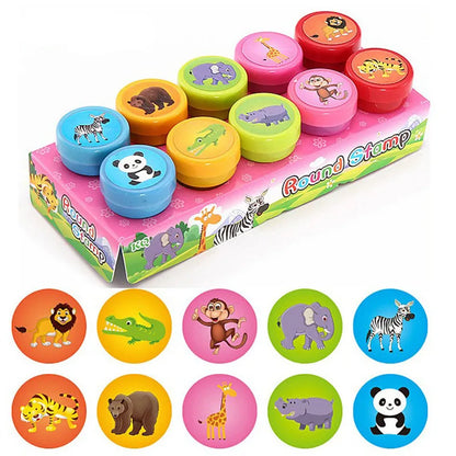 Toys 10pcs Assorted Stamps for Kids Self-ink Stamps Children Toy Stamps Smiley Face Seal Scrapbooking DIY Painting Photo Album Decor