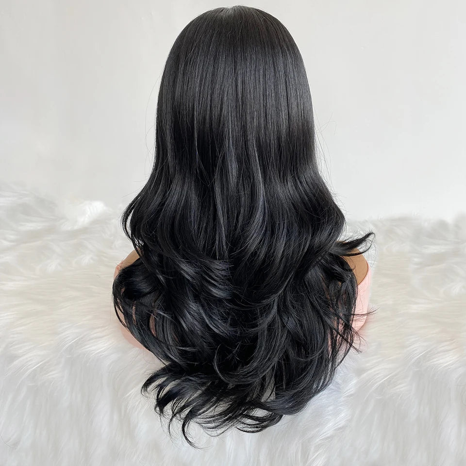 Crown & Glory Wigs T-Part Synthetic Lace Front Wigs Body Wave Highlight 13X4X1Female Lace Wig Omber Ginger Blonde Synthetic Wig with Baby Hair 22“