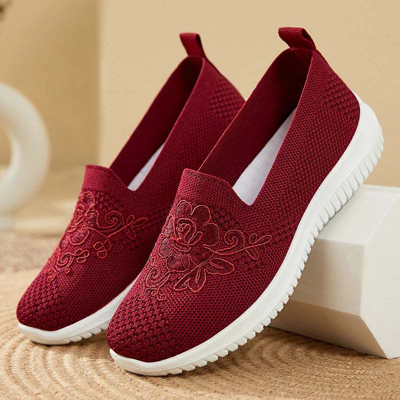 Woman shoes Summer Mesh Knitting Sneakers Women Breathable 2023 Shoes Non-slip Ladies Casual Nurse Office Shoes Ballet Flats