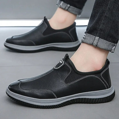 Men Shoes Leather Original Sewing Shoes New Men's Casual Leather Shoes Breathable Platform Loafers for Men 2023