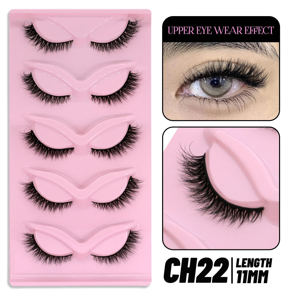 Makeup and face GROINNEYA Cat Eye Lashes Faux Mink Eyelashes Natural long Winged End Eye Elongated Eyelashes Faux Cils Eyelashes Extension