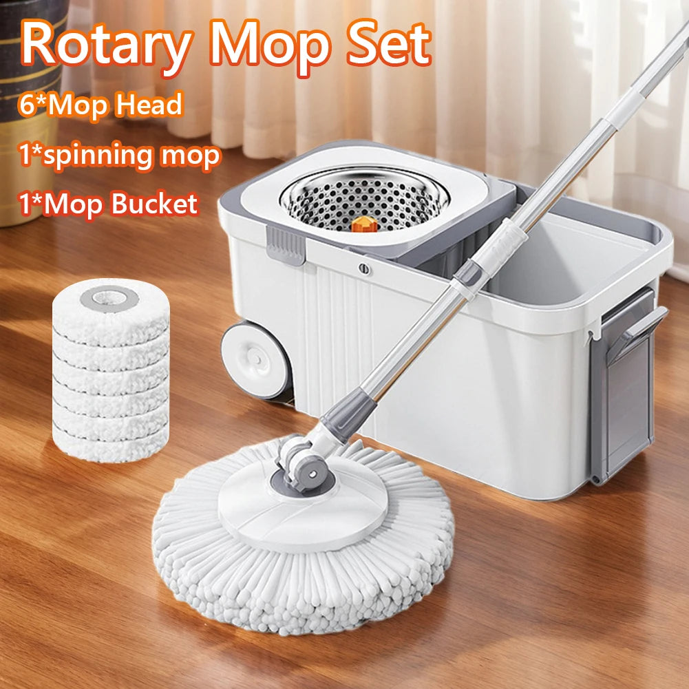 Kitchen   Hand-free Automatic Dehydration Mop Bucket Set Cleaner with Replacement Head Refills Rotary Lazy Mop Home Floor Cleaning Tools